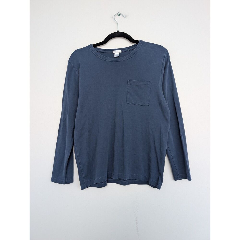 Lake Pima Cotton Crewneck Long Sleeve Pajama Blue Long Sleeve Top Sz XS
